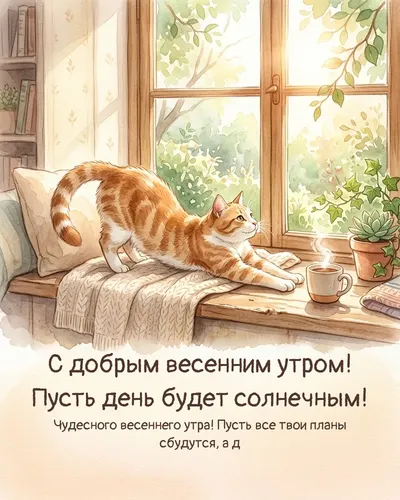 С добрым весенним утром! Пусть день будет солнечным! — morning cat 10